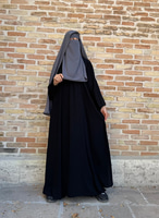 Elif Geniş Pantolonlu Abaya Takımı - Siyah