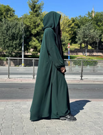Elif Geniş Pantolonlu Abaya Takımı - Yeşil