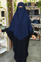Orta Boy Tek Katlı Khimar Sufle - Lacivert
