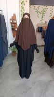 Orta Boy Tek Katlı Khimar Sufle - Kahverengi