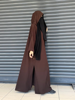 Elif Geniş Pantolonlu Abaya Takımı - Acı kahve