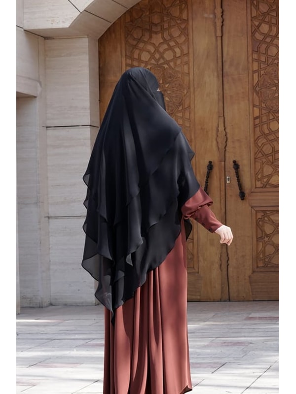 Üç Katlı Peçeli Khimar Sufle