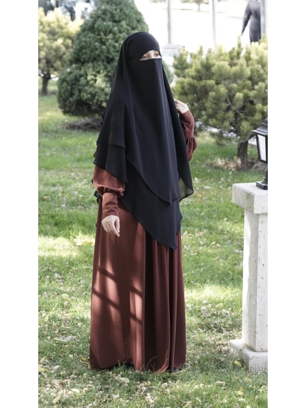 Üç Katlı Peçeli Khimar Sufle