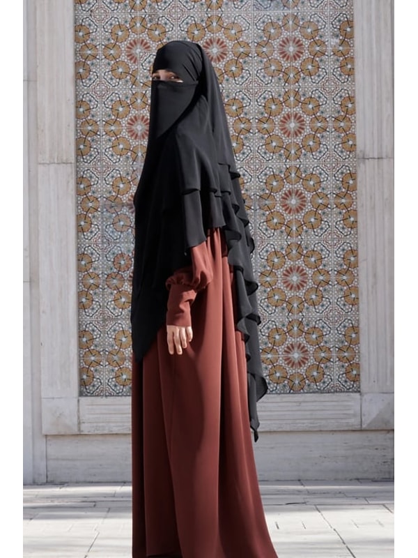 Üç Katlı Peçeli Khimar Sufle