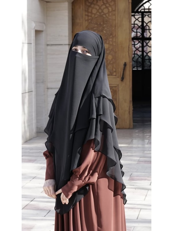 Üç Katlı Peçeli Khimar Sufle