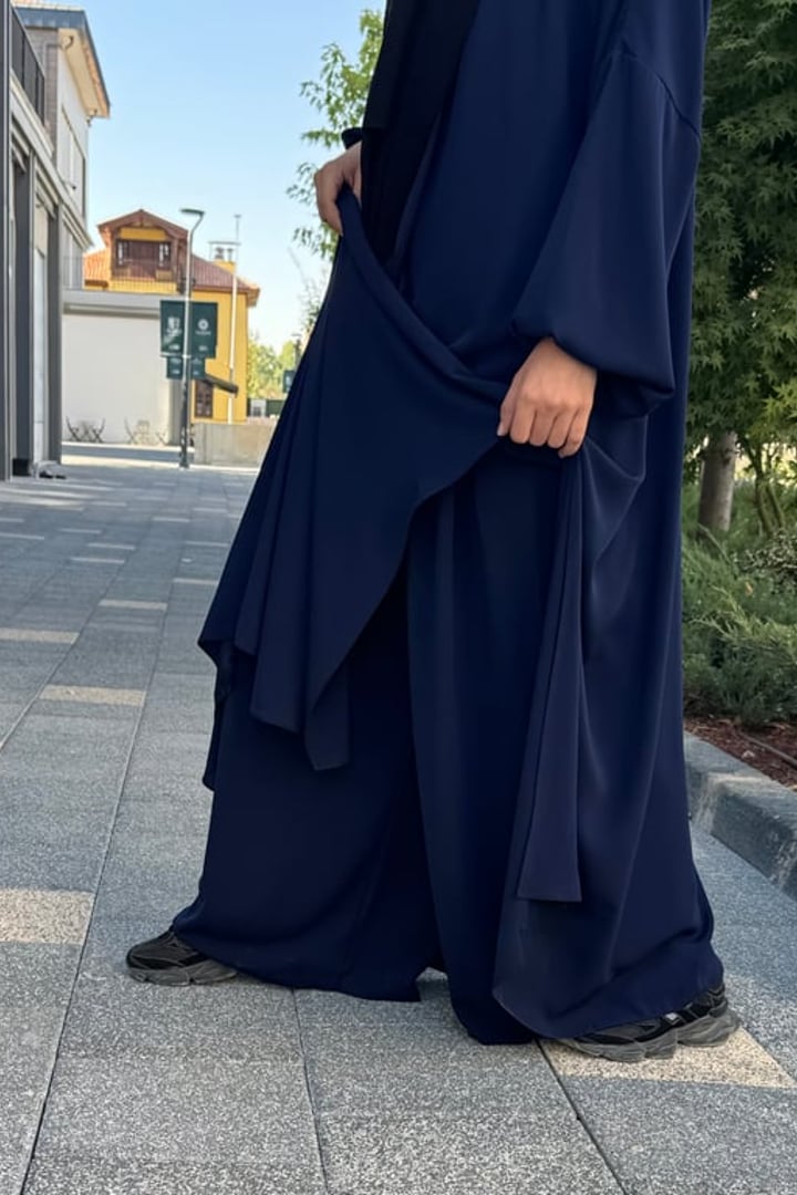 Elif Geniş Pantolonlu Abaya Takımı